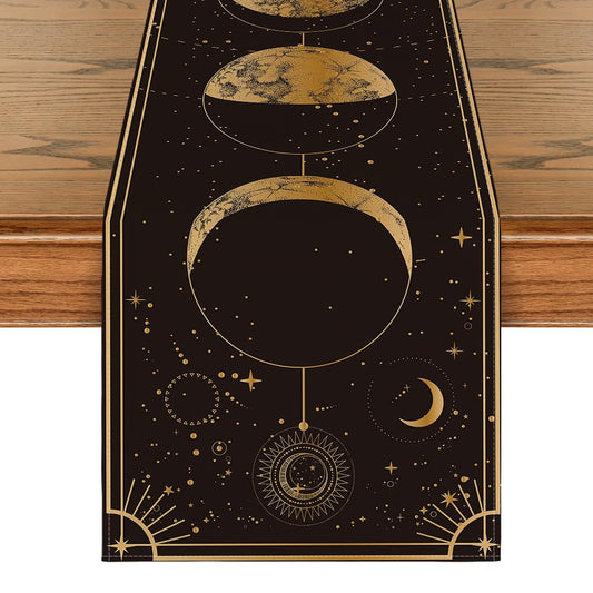 Artoid Mode Astrology Moon Magic Art Table Runner, Seasonal Mystical Gothic Kitchen Dining Table Decoration for Home Party Decor 13x48 Inch