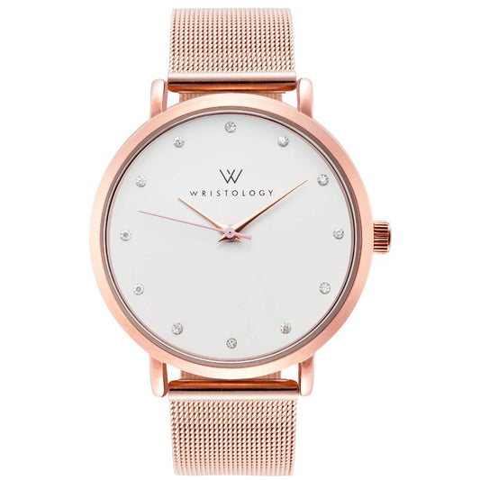 Wristology Olivia - 5 Options - Womens Watch Crystal Rose Gold Boyfriend Ladies Stainless Steel Metal Mesh Strap Band