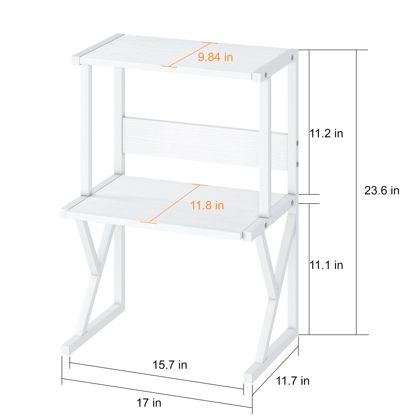aboxoo Desktop Printer Stand with 3 Tier Wood Storage Shelves,Under Desk Printer Table,Multi-Purpose Home Office Desk Organizer for Fax Machine, Scanner (White)