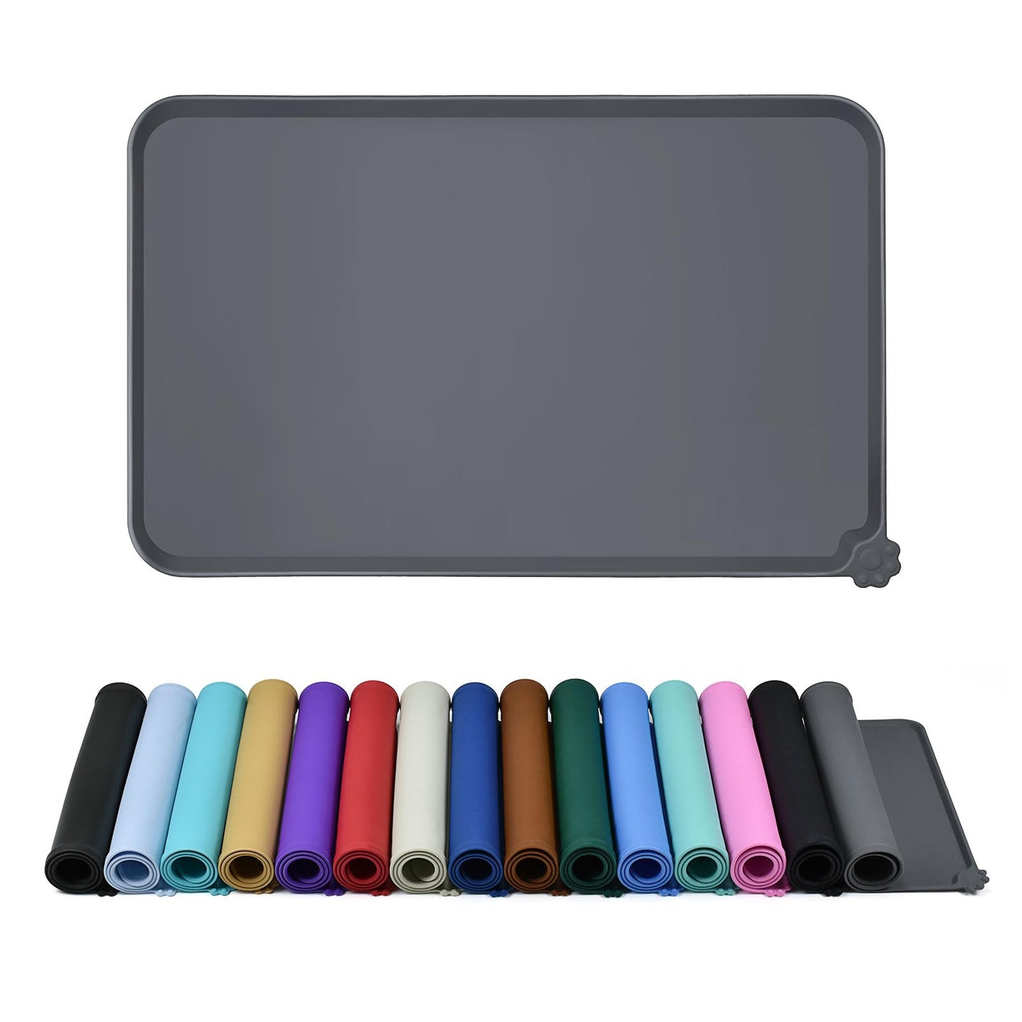 Reopet Waterproof Pet Feeding Mat with High Raised Edges, Heavier and Thicker Placemats for Cat Dog Water Bowl with BPA Free, Dogs Cats Food Mats for Messy Drinkers to Prevent Spill and Protect Floors