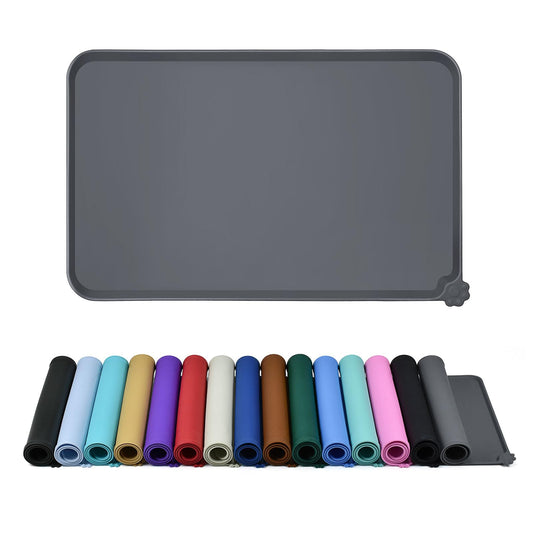 Reopet Waterproof Pet Feeding Mat with High Raised Edges, Heavier and Thicker Placemats for Cat Dog Water Bowl with BPA Free, Dogs Cats Food Mats for Messy Drinkers to Prevent Spill and Protect Floors