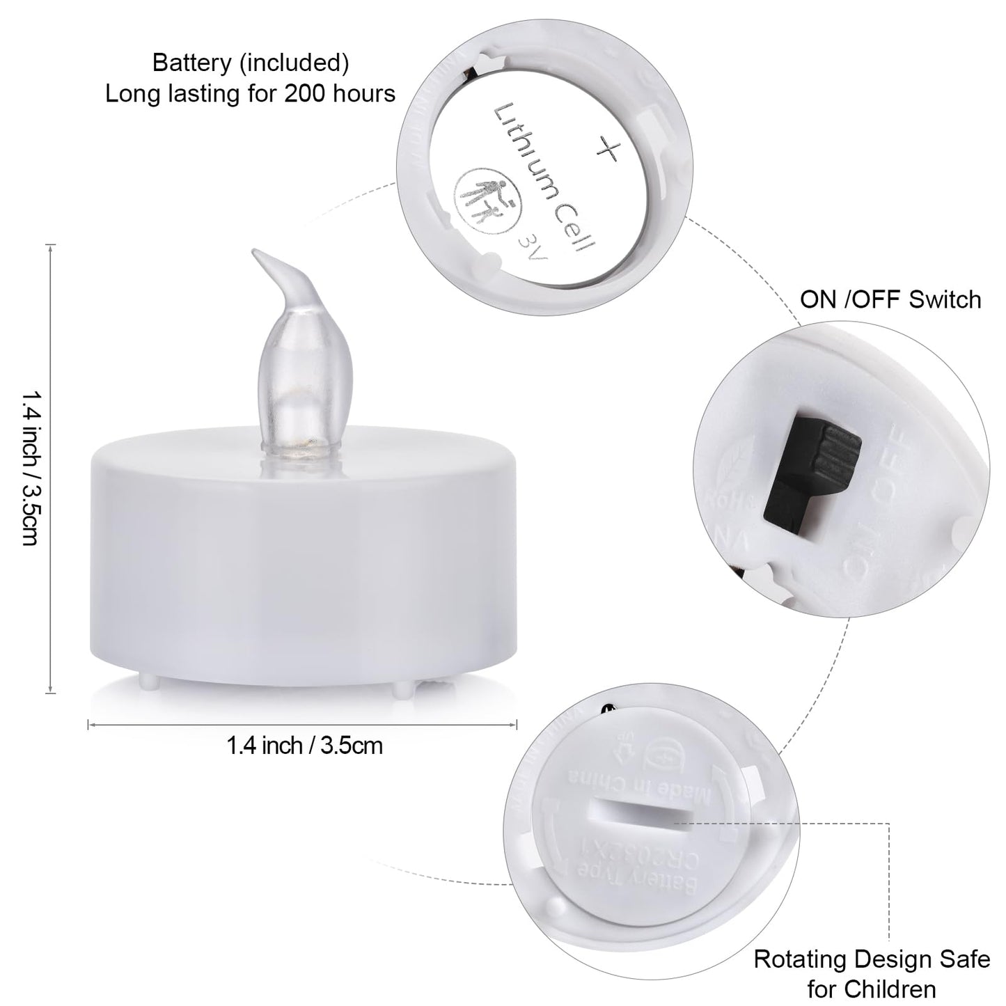 Nancia 100PACK Flameless LED Tea Lights Candles, Realistic and Bright Flickering Long Lasting 200Hours Battery-Powered, Ideal Party, Wedding, Birthday, Gifts Home Decoration Warm Yellow