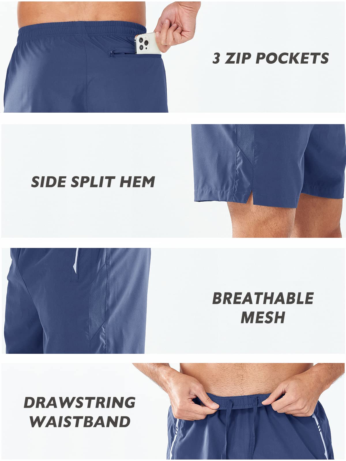 NORTHYARD Men's Running Athletic Shorts 5"/ 7"/ 9" Workout Gym Short Tennis Quick Dry Active Sport Hiking Basketball-5'' FEDERALBLUE-L