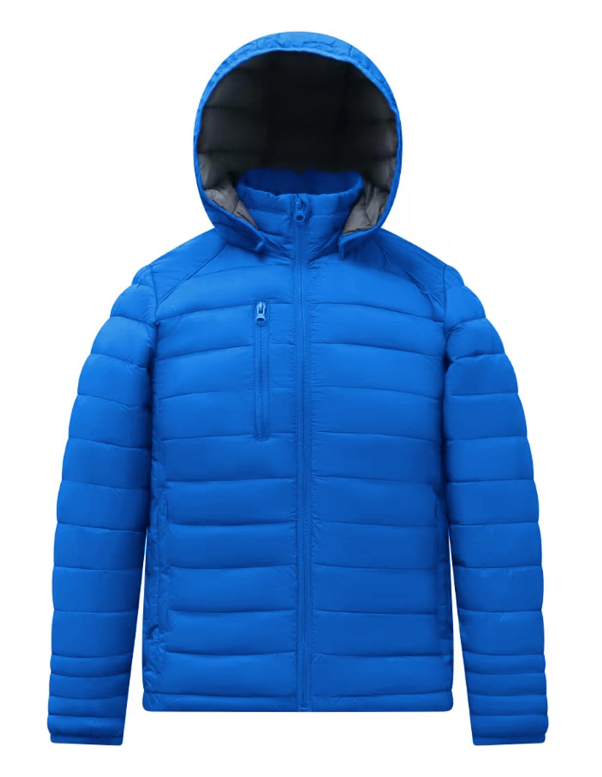 fit space Classic Puffer Jacket for Girl Boy Synthetic Down Jacket Lightweight Winter Warm Coat Padded Insulated Quilted Zip-Off Hood (3'7''~4',Blue)
