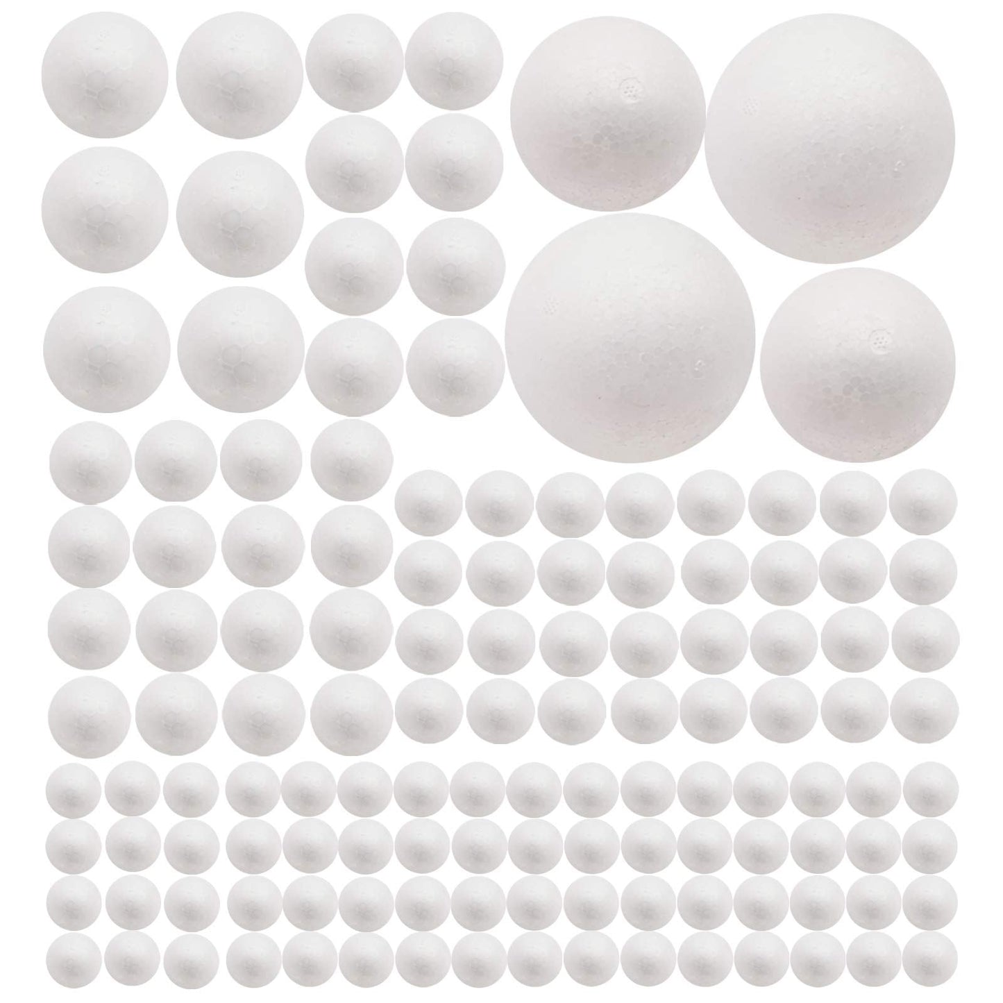 50 Pack Craft Foam Balls, 5 Sizes(1-2.4 Inches), White Polystyrene Smooth Round Balls, Foam Balls for Arts and Crafts, Christmas, DIY Craft for Home, Supplies School Craft Project and Holiday Party