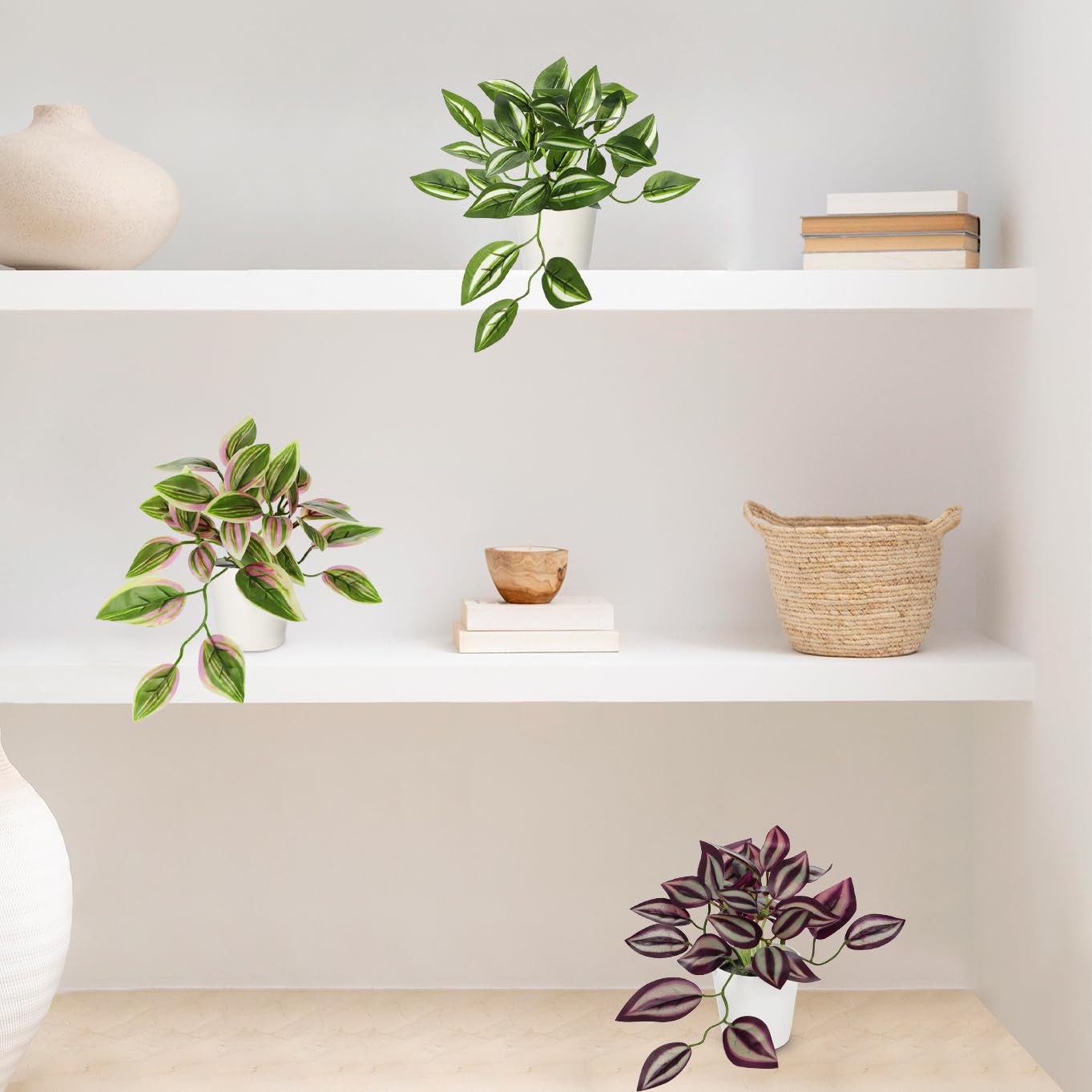 Hollyone Fake Plants 6 Pack Artificial Plants Indoor Faux Plants Small Fake Potted Plant for Home Aesthetic Living Room Bathroom Desk Shelf Office Decor