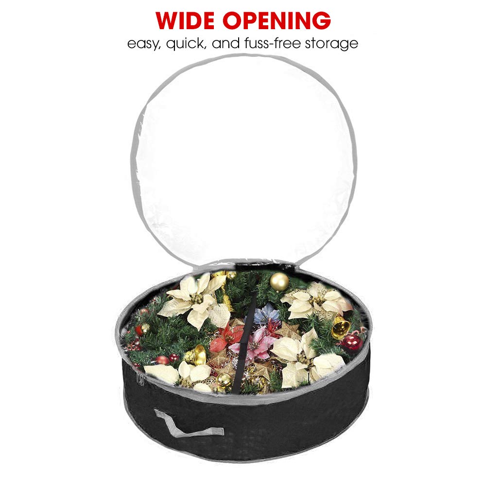 Primode Wreath Storage Bag 30" | Garland Wreaths Container with Clear Window for Easy Xmas Holiday Storage | Durable 600D Oxford Material