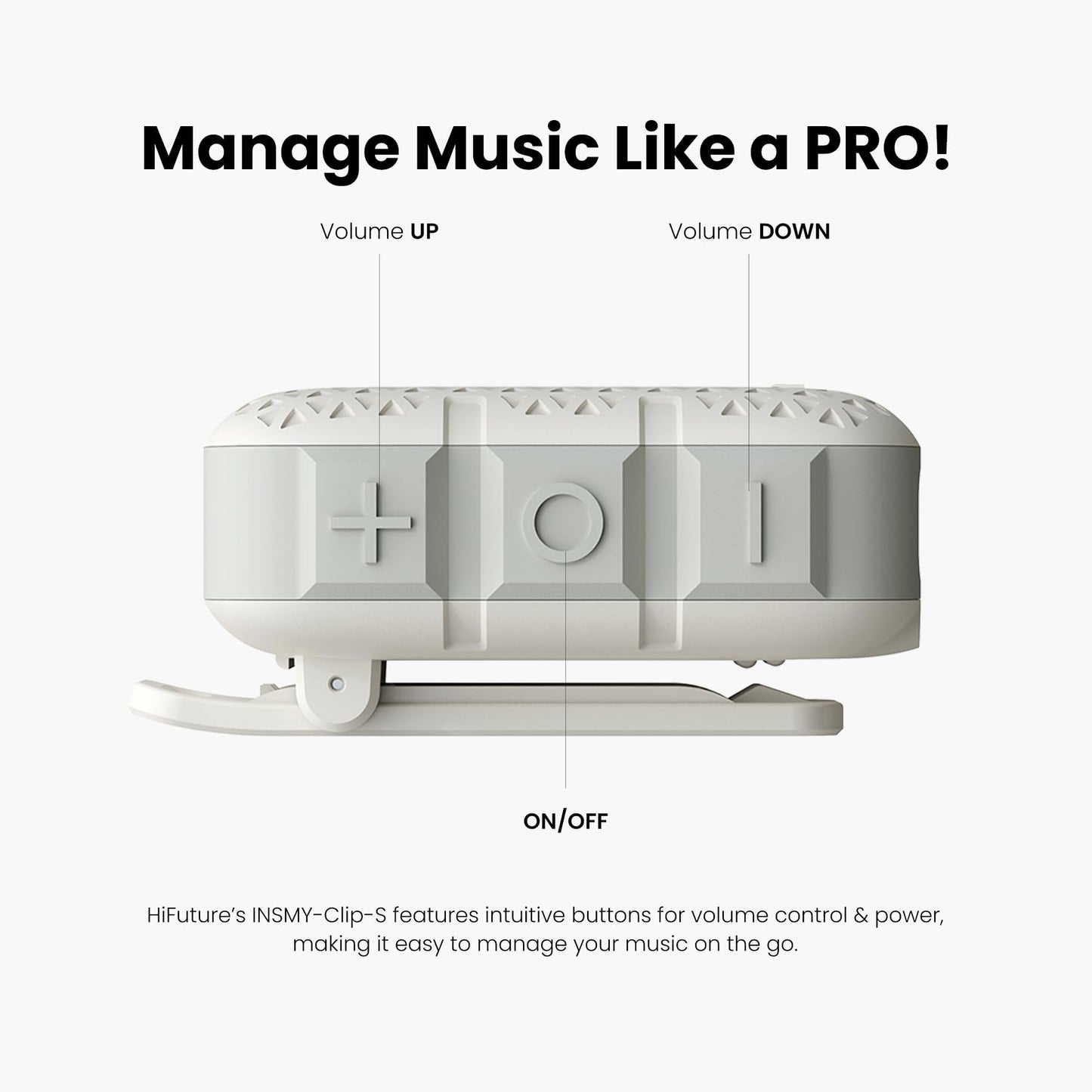 INSMY Wearable Bluetooth Speakers,IP67 Waterproof,Clip-On Portable Small Personal Speaker/Clean Sound/Stereo Pair/Wireless 5.4/ENC Built-in Mic/Lightweight for Outdoor Golf Work Pool (White)