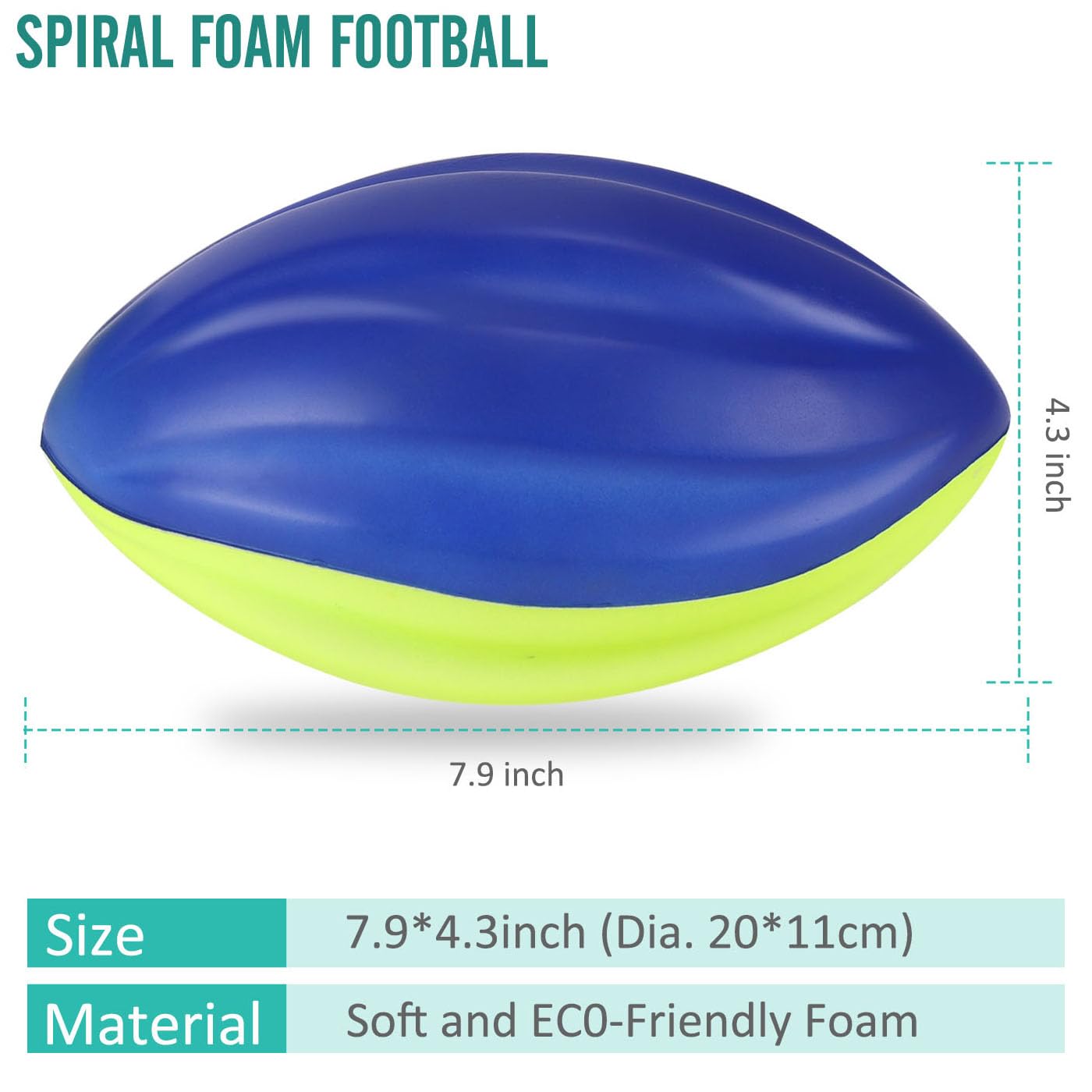 8.5" Foam Spiral Football PU Coated High Density Soft Balls, Set of 3, for Kids Sports Training Practice Indoor Outdoor Play