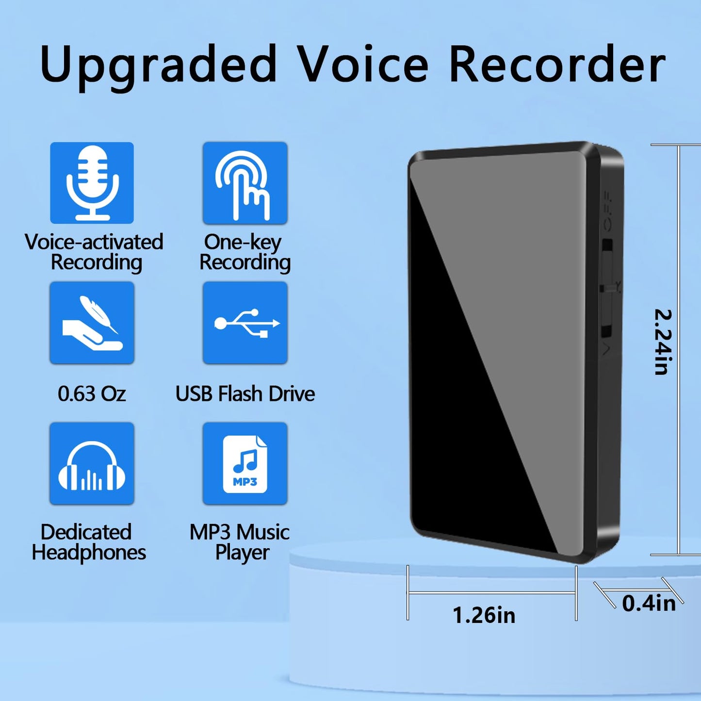Voice Recorder - 64GB Digital Voice Recorder with Noise Reduction, Voice Activated Recorder for Study Lectures Meetings Interviews, Portable Audio Recorder with Earphones, Easy to Use