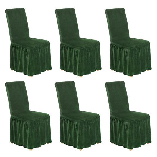 NICEEC Spandex Chair Covers for Dining Chairs Covers Set of 6 Removable Dining Room Chair Covers with Skirt Parson Chair Slipcovers Washable Chair Protector for Kitchen Wedding Party Banquet(Green)