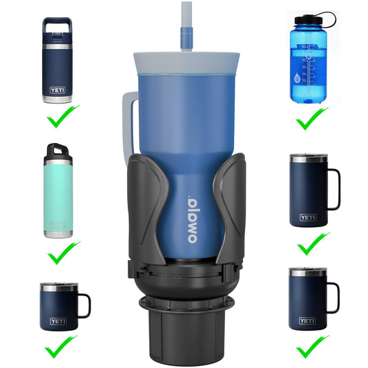 Car Cup Holder Expander, Cup Holder Extender Adapter with Expandable Arm and Adjustable Base, Compatible with Yeti Ramblers 14-64oz, Hydro Flasks 18-64oz Most Coffee Mugs Bottles & Cups