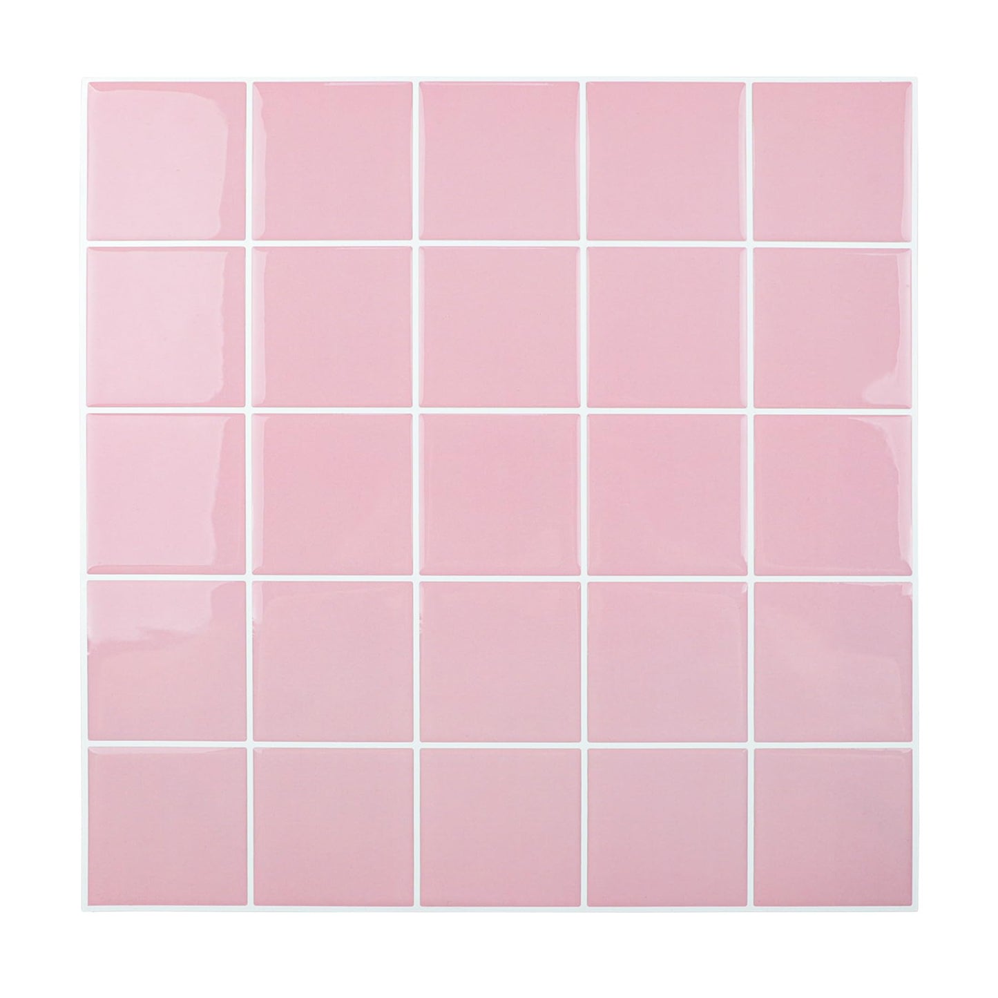HOMEART Pink Peel and Stick Backsplash Square Tile, 3D Self Adhesive Stick on Backsplash Wall Tile Stickers for Kitchen Bathroom (10 Sheets, 12"x12")