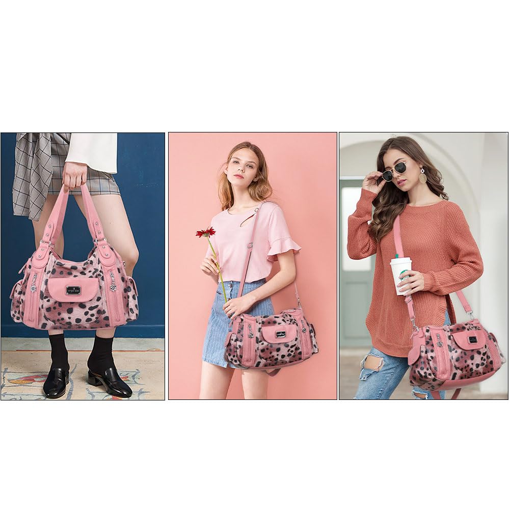 Angel Kiss Purses for Women, Large Shoulder Bag Hobo Tote Purse Mutipocket Faux Leather Satchel Hobo Purse