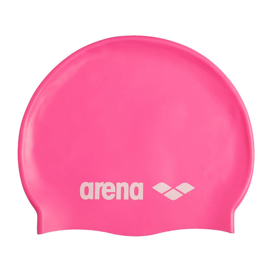 Arena Classic Unisex Soft Silicone Swim Cap for Women and Men, Intensive Training and Racing Comfortable Non-Slip Long Hair Swimming Hat, Bright Pink