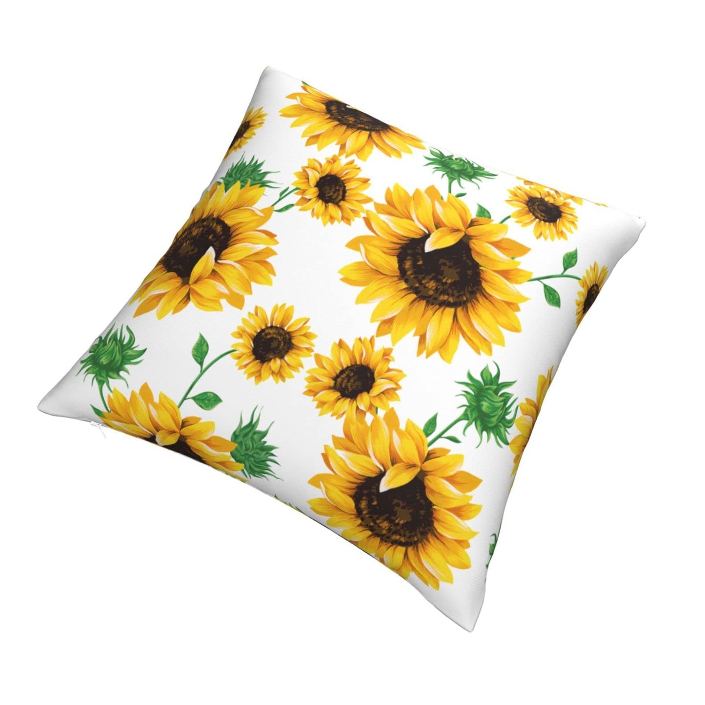 Wizfuyq Yellow Sunflower Throw Pillow Case Square Cushion Cover Home Decorative Sofa Armchair Bedroom Livingroom Standard Pillowcase 22 X 22 Inch