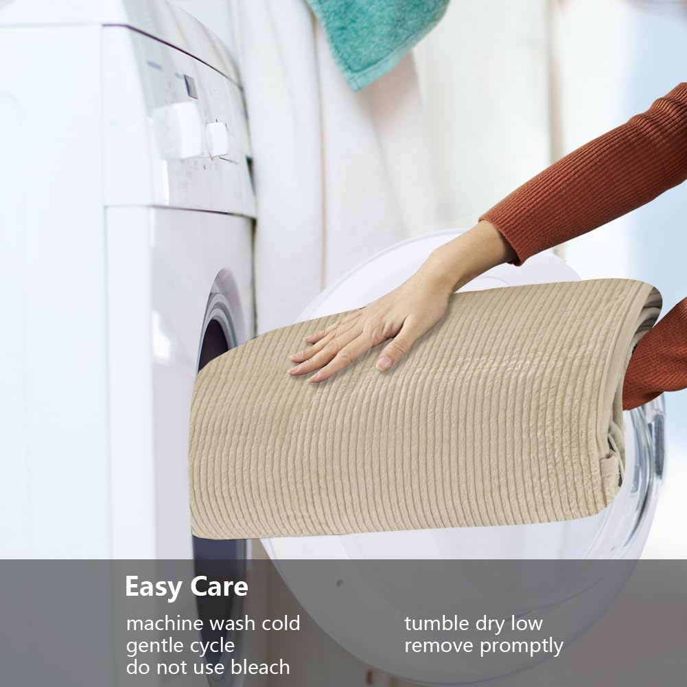 STONECREST Non Slip Recliner Chair Cover - Corduroy Cotton Face Recliner Slipcover Stay in Place (Cream, Recliner 23" Regular)