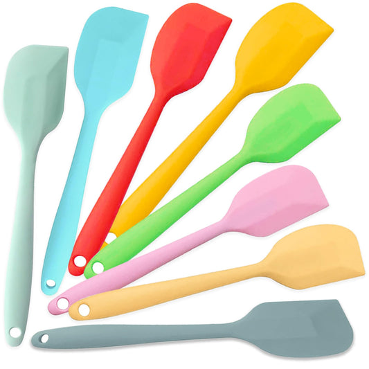 Silicone Spatula,8-pack Spatula Set,11 inch Heat Resistant Non Stick cookware with Stainless Steel for Baking,Cooking,Mixing,Flipping,BPA Free,Dishwasher Safe (11inch Mixed color)