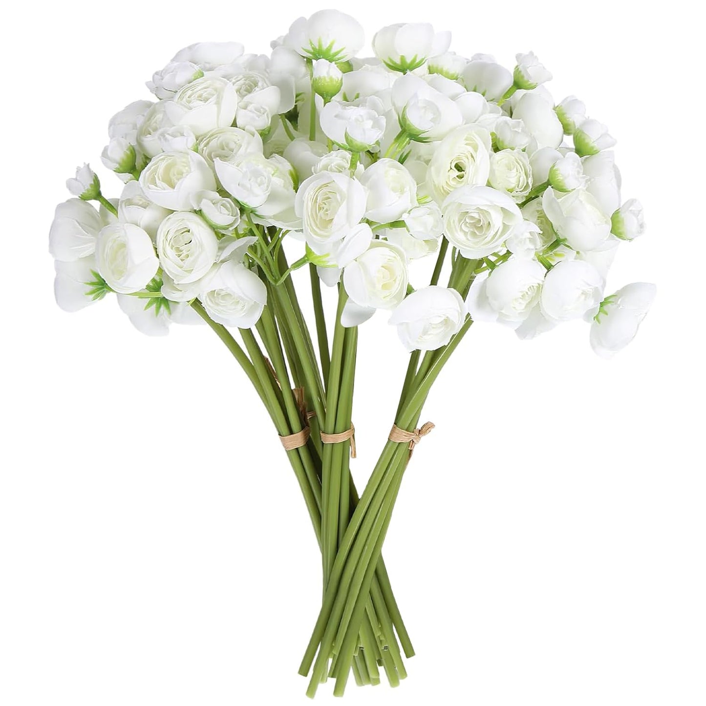 WEIDOLLAR Ranunculus Artificial Flower, 24Pcs Faux Silk Mini Ranunculus Flowers Bulk Fake Wedding Filler Flowers for DIY Bouquet Centerpieces Arrangements Bridal Shower Decorations (Ivory)