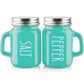 Turquoise Salt and Pepper Shakers Set - Teal Kitchen Decor and Accessories for Home Restaurants Wedding - Glass Salt and Pepper Set for Cooking Table, RV, BBQ, Easy to Clean & Refill