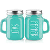 Turquoise Salt and Pepper Shakers Set - Teal Kitchen Decor and Accessories for Home Restaurants Wedding - Glass Salt and Pepper Set for Cooking Table, RV, BBQ, Easy to Clean & Refill