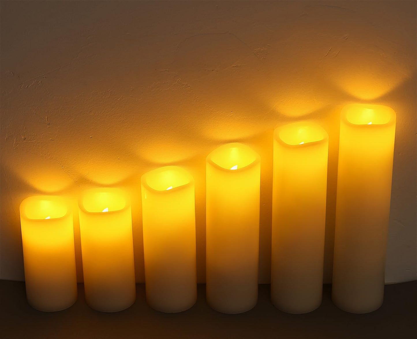 Unieasy Flameless Candles Battery Operated LED Candles with Timer and Remote, Pack of 9 Real Wax Pillar Candles Flickering Candle for Home & Holiday Romantic Decor,(H4.5"4.9"5.8"6.8"7.9"8.6" x D2.3")