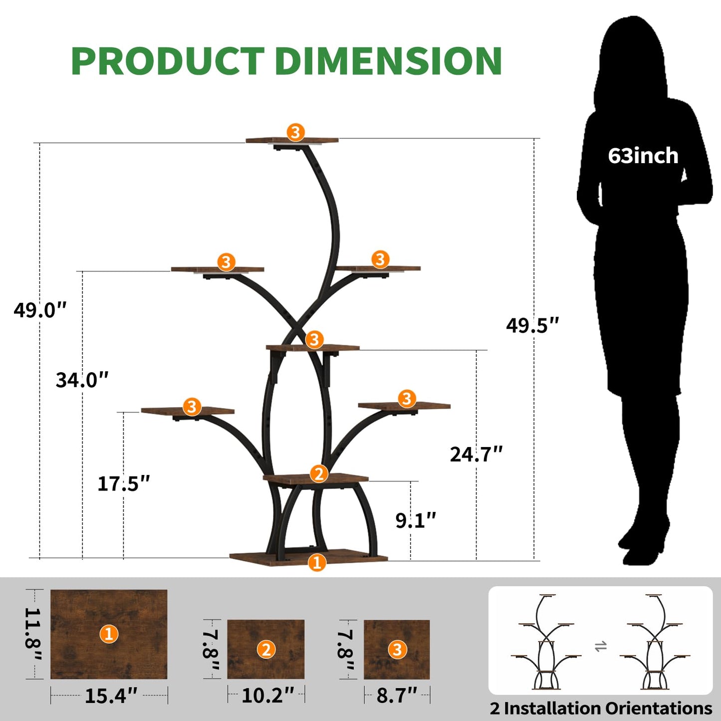 CODACE Plant Stand Indoor with Grow Lights, 6 Tiered Plant Shelf Indoor, 50" Corner Plant Stands for Indoor Plants, Lighted Tree-Shaped Plant Holder, Tall Flower Display Rack for Living Room