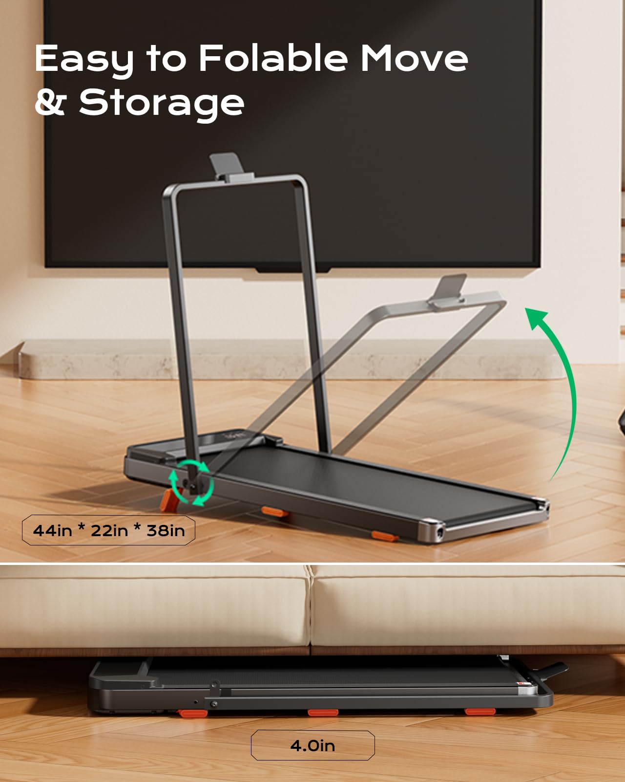 TREAFLOW Walking pad with Incline, Treadmill for Home, 2.5HP Under Desk Walking Pad, Folding Treadmill 2 in 1 with Remote Control