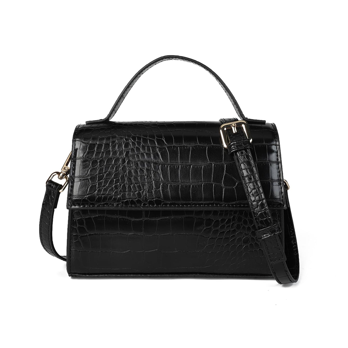 Gladdon Small Leather Crossbody Purse for Women Trendy Ladies Top Handle Shoulder Bags Black