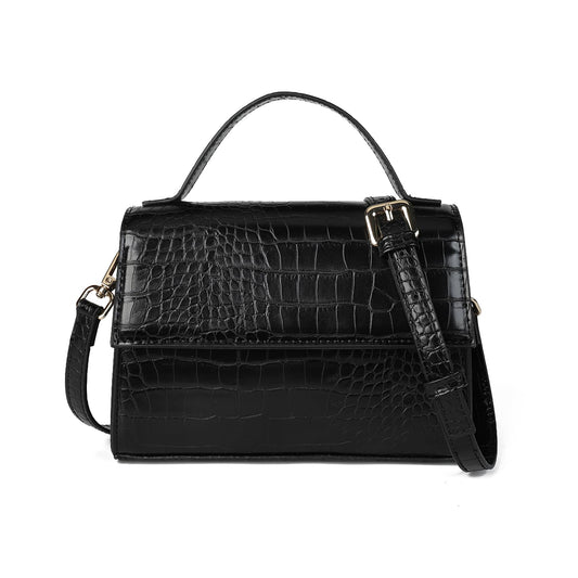 Gladdon Small Leather Crossbody Purse for Women Trendy Ladies Top Handle Shoulder Bags Black