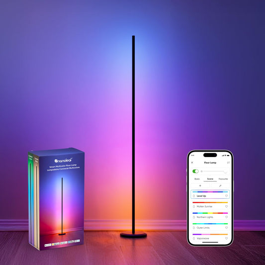 Nanoleaf Matter Smart Floor Lamp, LED Standing Lamps Work with Alexa, Music Sync Corner Lamp with 16 Million Colors, RGBTW Floor Lamp with Voice Control for Living Room, Ambient Lighting Bedroom