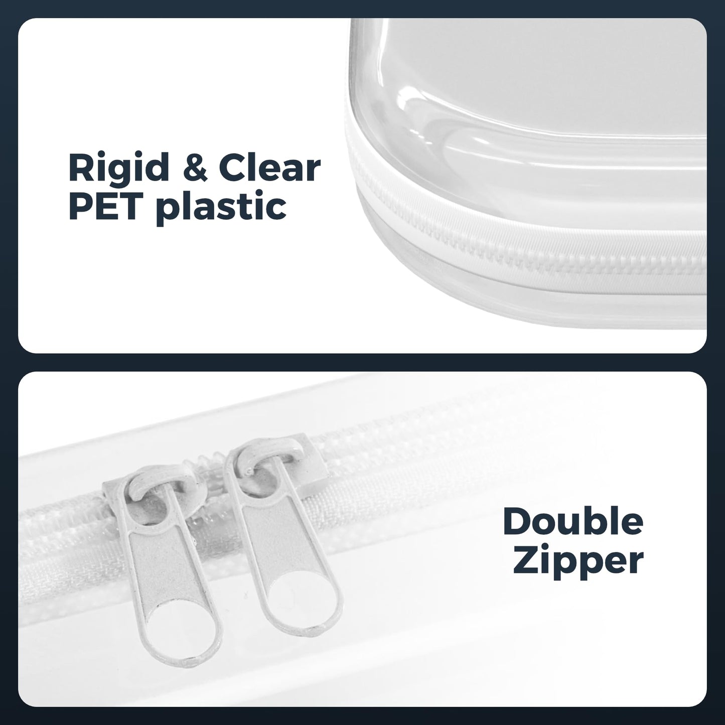 Clear Hard Shell Zipper Case 6 Pack, Clear Travel Makeup Case, Toiletry & Cosmetic Bag, Zippered Toy Storage, Make Up Organizer Pouch, Hard Plastic Toiletry Bag for Travel, 2x 14" 2x 10" 2x 8"