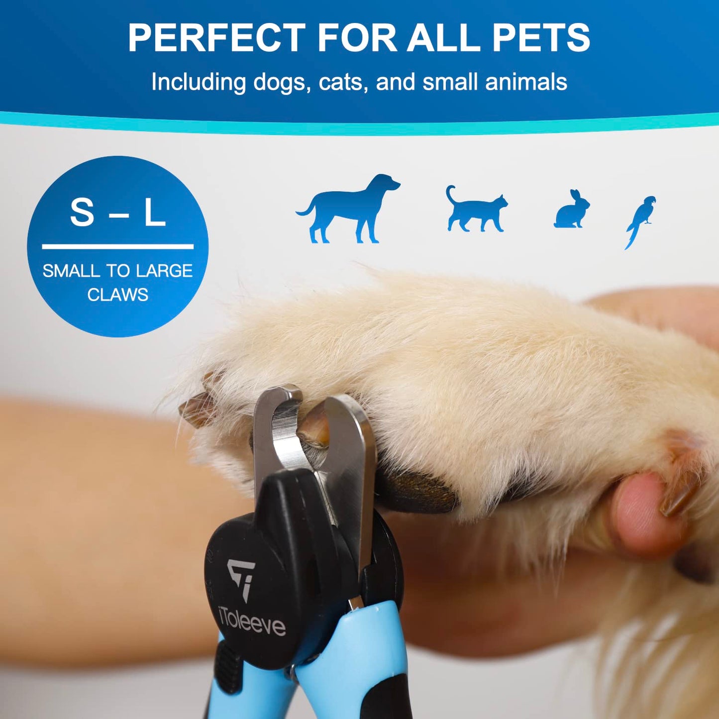 iToleeve LED Dog Nail Clipper with Light, Illuminates Nails or Bloodline for Safe and Easy Trimmers, Extra Sharp for Thick Nails, Quick Sensor, Avoid Over Cutting Toenail, for Cats & Dogs