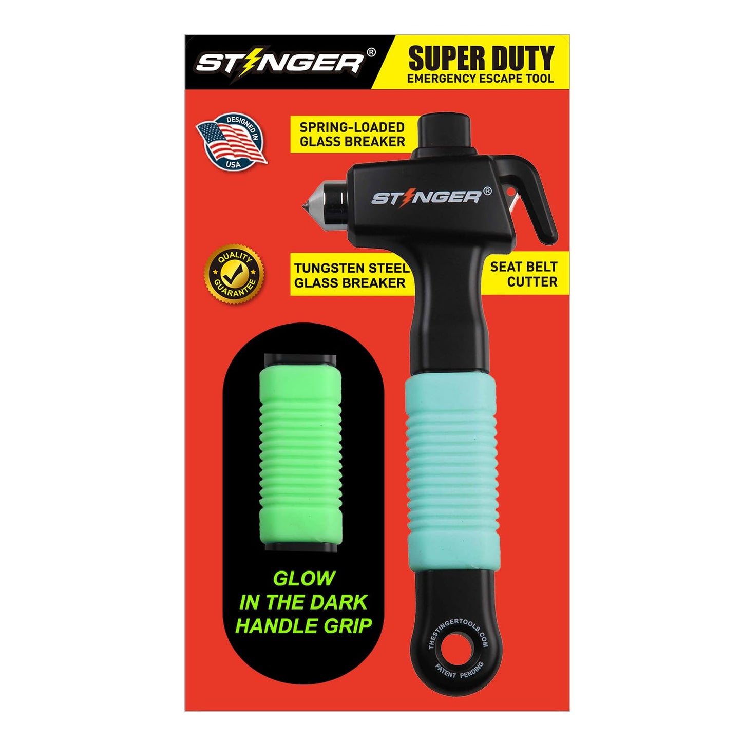 Stinger Super Duty Car Emergency Escape Tool, Hardened Carbon Steel Vehicle Safety Hammer, Spring Loaded Window Breaker, Razor Sharp Seat Belt Cutter, Auto Accident Life-Saving Rescue Tool (Orange)