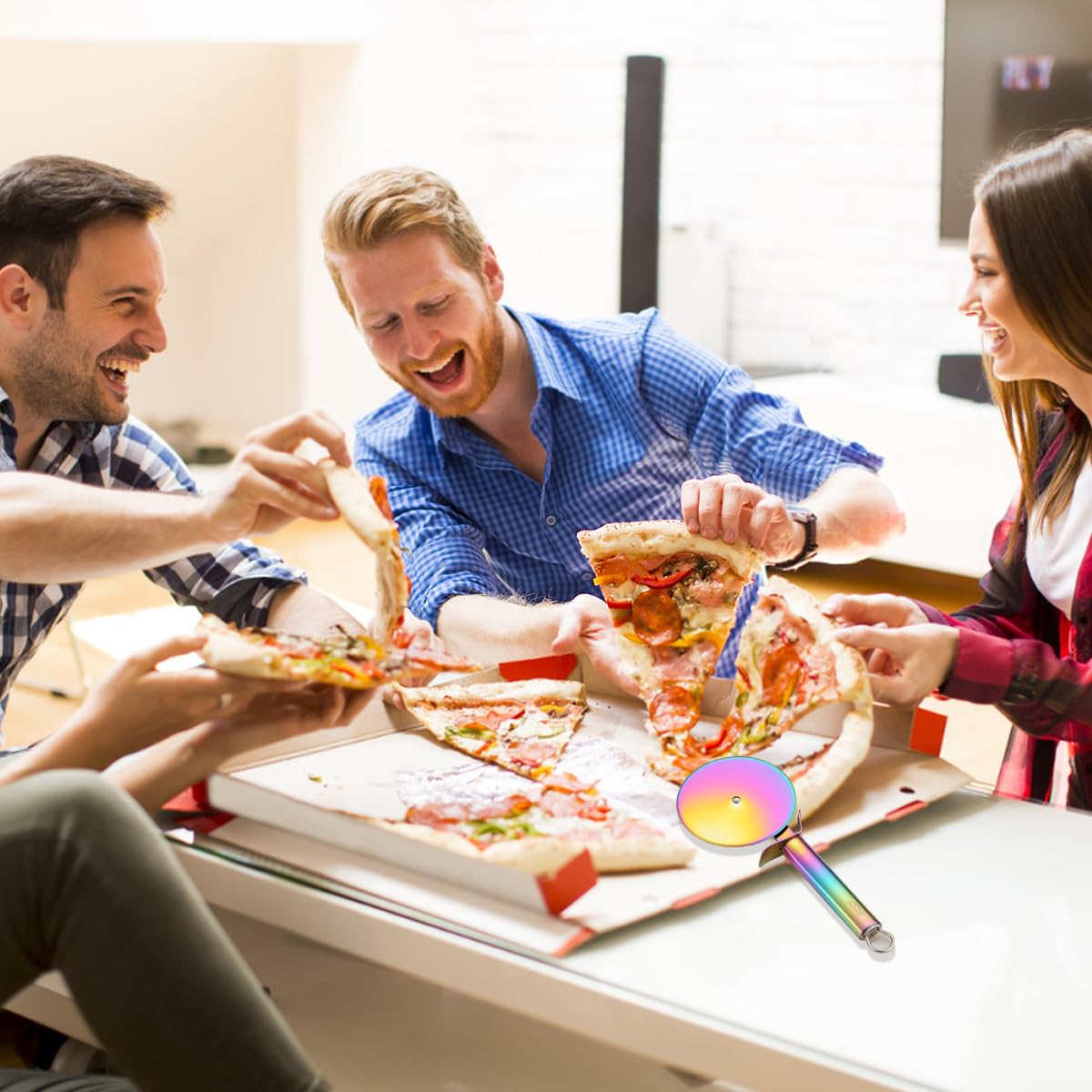 Berglander Pizza Wheel, Rainbow Titanium Plating Stainless Steel Pizza Cutter, Super Sharp Pizza Slicer With Titanium Colorful Plating, Pastry Cutter, Easy to Clean And Stored