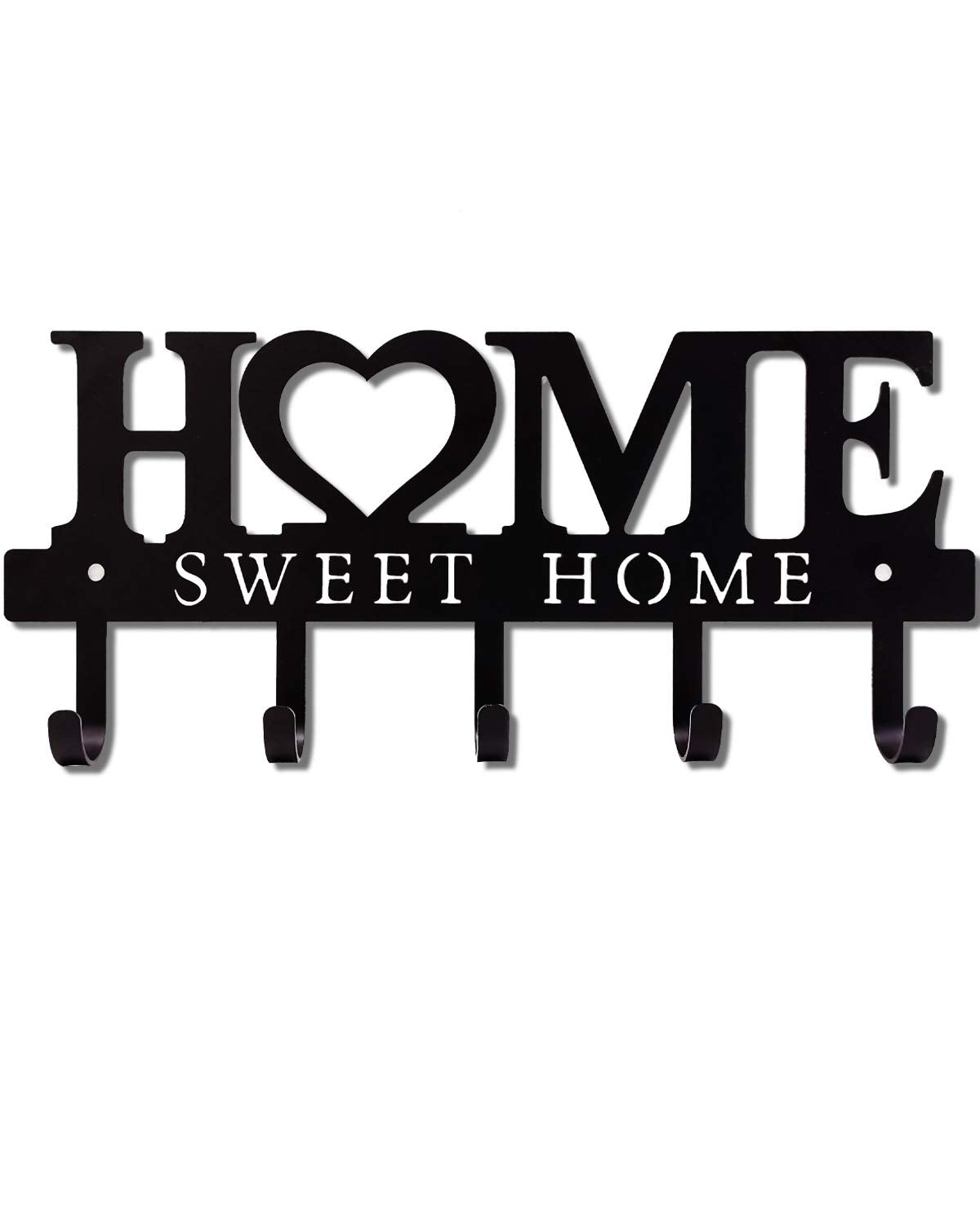 WIPHANY Key Holder Hooks Organizer Hanger Rack Wall Mounted with Screws and Anchors Home Sweet Home Wall Metal Decor for Entryway Front Door Kitchen Hallway Garage Mudroom Office 9.8inches/25cm