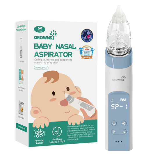 GROWNSY Nasal Aspirator for Baby, Electric Baby Nose Sucker with Larger Suction Chamber and More Powerful Suction, Automatic Nose Cleaner with Music and Light Soothing Function