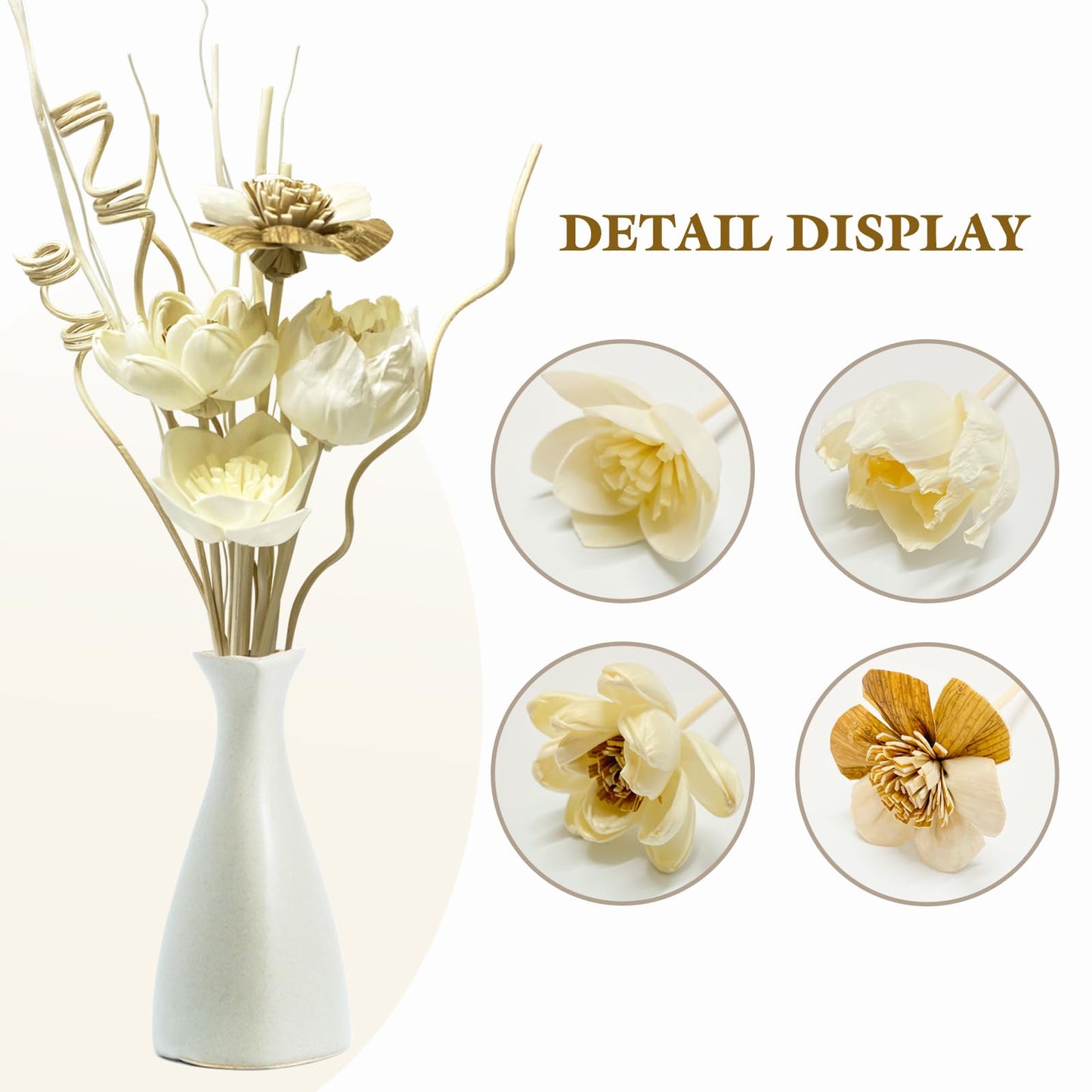 Reed Diffuser Sticks, Reed Diffuser Sticks Flowers, Reed Diffusers Set for Bathroom, Reeds Diffuser for Home, Bedroom Decor, Office,12Pcs, Natural Flower