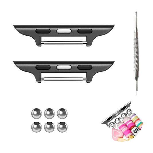 Cangroo Watch Band Connectors Compatible for Apple Watch Strap for iWatch Ultra Series 1-10, DIY Strap Adapter With Metal Bead for Making Jewelry Bracelet Band Kit Accessories -Spring Bar Type