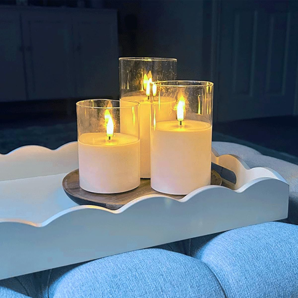 SORALEK Rechargeable Flameless Candles with Remote Control, Clear LED Pillar Candles, Battery Powered with Timer Function, Safe for Home, Wedding, Christmas, Halloween Decorations (3 Pieces)