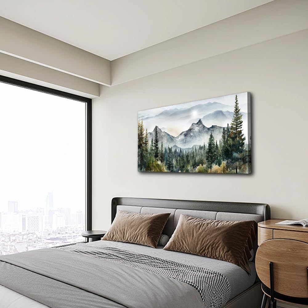 Wapluam Abstract Mountain Landscape Wall Painting Canvas Wall Art For Living Room Bedroom Wall Decor Modern Home Decor Office Wall Decorations Stretched And Framed Pictures Ready To Hang ArtWorks
