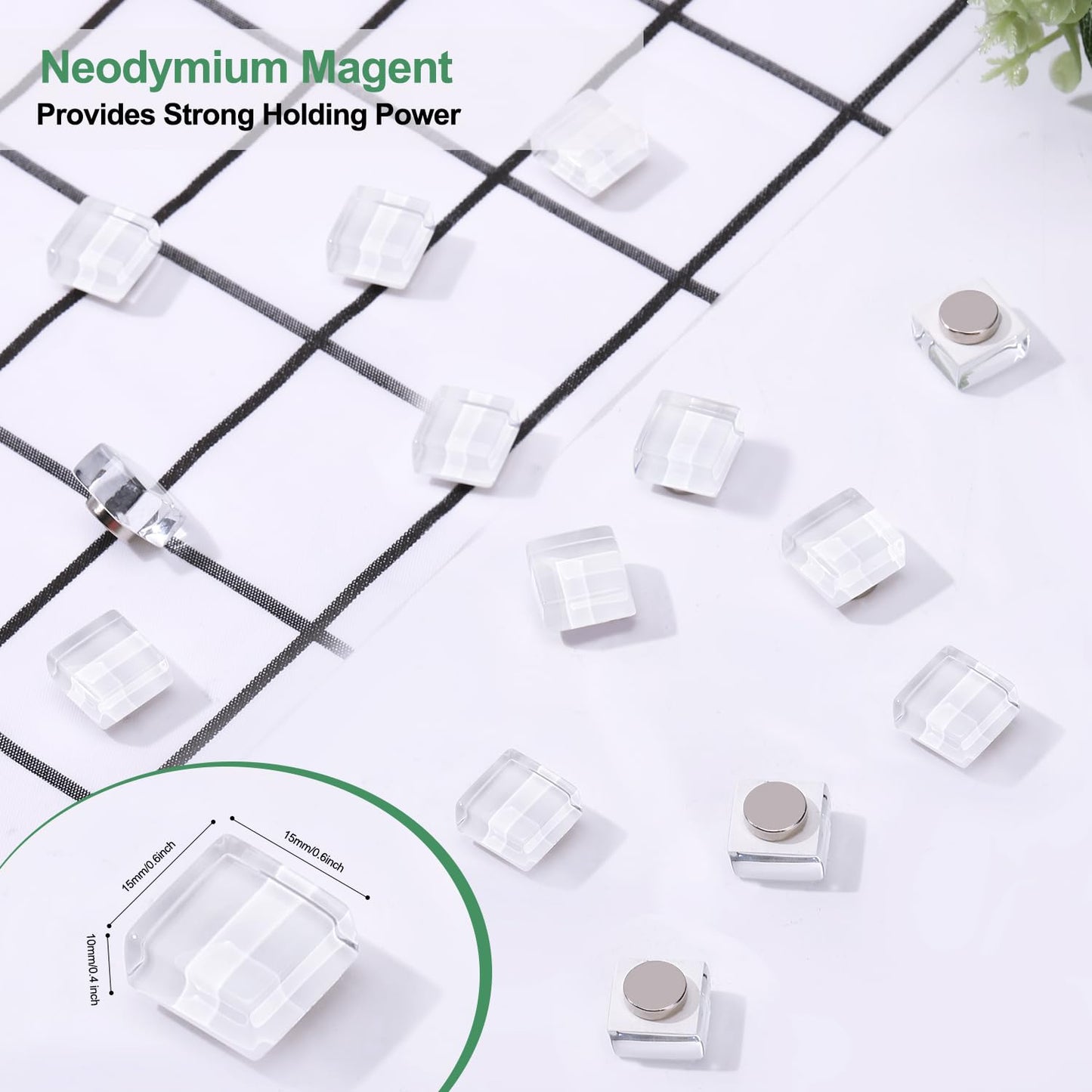 30Pcs Fridge Magnets，Cute Glass Decorative Magnets ，Refrigerator Magnets,Whiteboard Magnets, Strong Holding Power,White