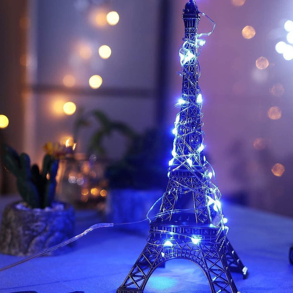 Sanniu Led Fairy Lights Battery Operated, 1 Pack Mini Battery Powered Copper Wire Starry String Lights for Christmas, Parties, Wedding, Bedroom, Patio, Indoor, Home Decoration (5m/16ft Blue)