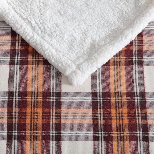 Eddie Bauer - Throw Blanket, Reversible Sherpa Fleece Bedding, Home Decor for All Seasons (Edgewood Red, Throw)