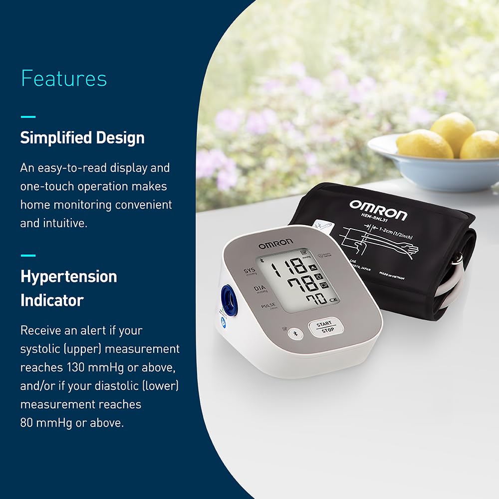 OMRON Bronze Upper Arm Blood Pressure Monitor - Clinically Validated Blood Pressure Arm Cuff - Use OMRON Connect App for Unlimited Free Measurements