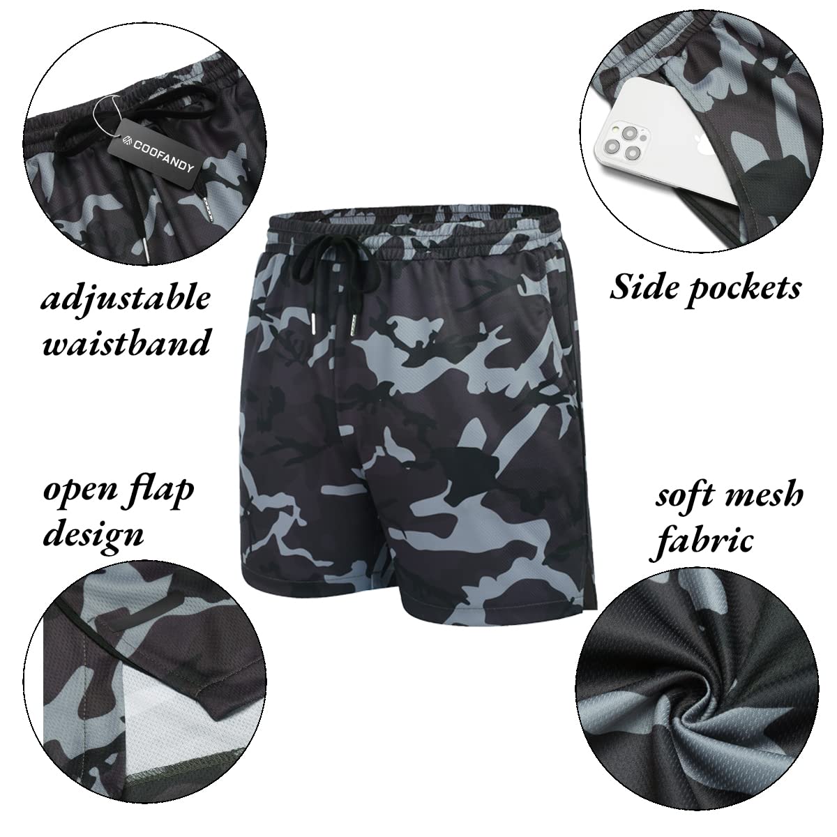 COOFANDY Men's 2 Pack Gym Shorts Mesh Breathable Athletic Running Shorts with Pockets Sports Training Workout Clothes