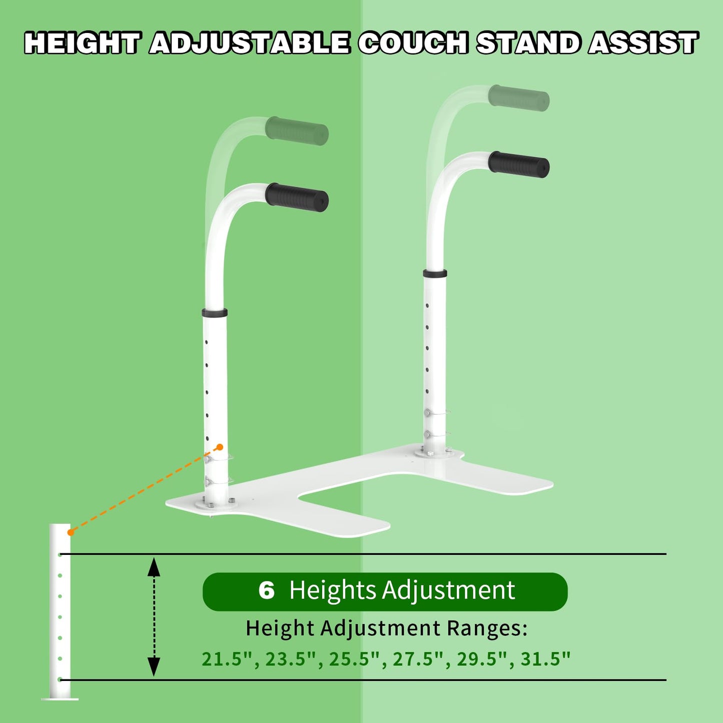 Heavy Duty Couch Stand Assist, Height & Width Adjustable Standing aid & Support Device, Chair/Sofa Stand Assist for Elderly Mobility & Daily Living Sit to Stand(400LBs Loading, White)
