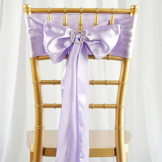Efavormart 25pcs Lavender Satin Chair Sashes Covers Tie Bows for Wedding Events Decor Chair Bow Sash Party Decoration Supplies 6 x106