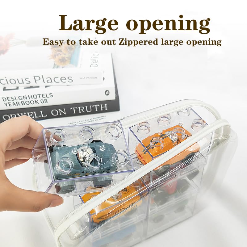 3 Pack Clear Hard Shell Zipper Case, Plastic Storage Pouch Bags With Zipper (Clear, Small+Medium+Large)