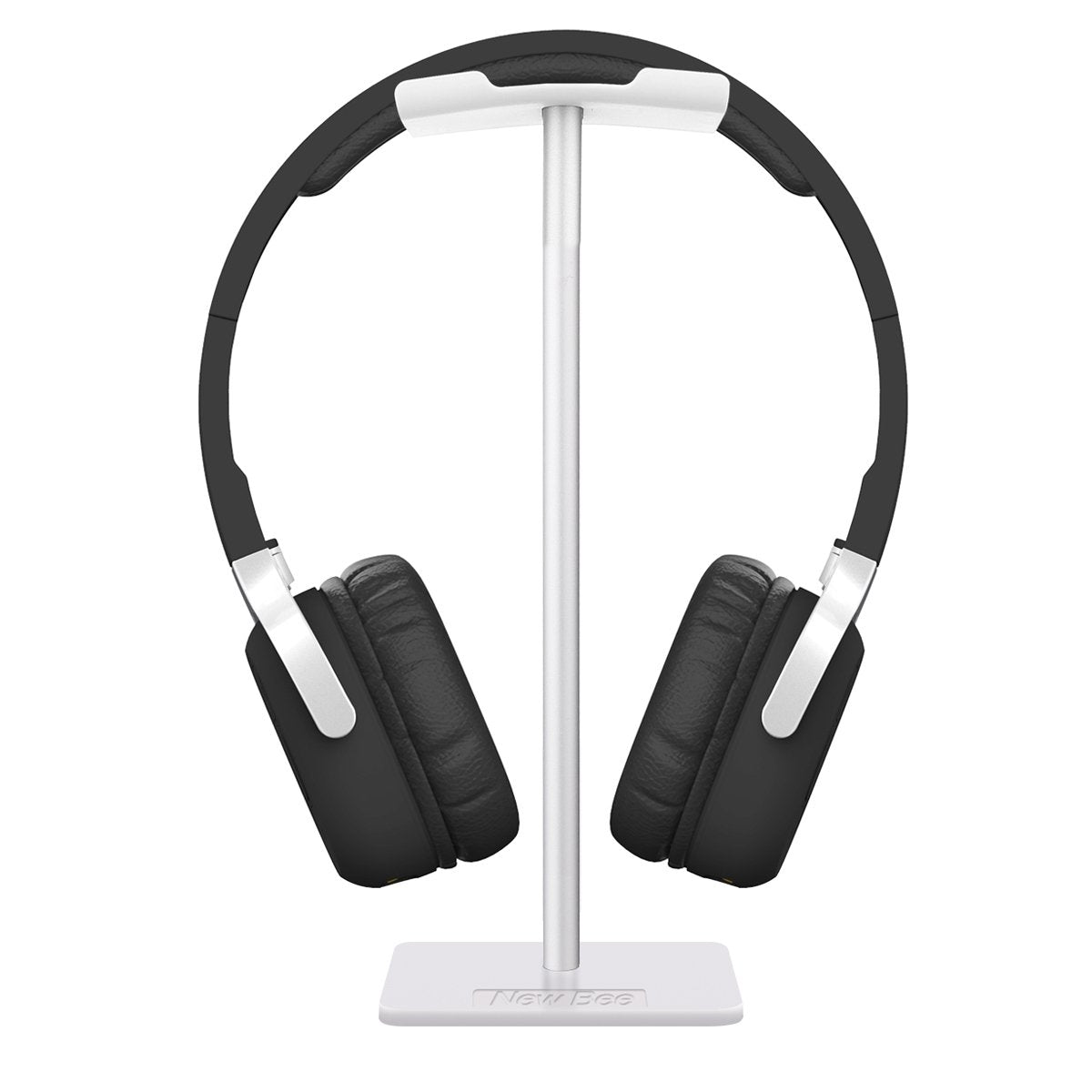 New bee Headphone Stand Headset Holder Earphone Stand with Aluminum Supporting Bar Flexible Headrest ABS Solid Base for All Headphones Size (Black)